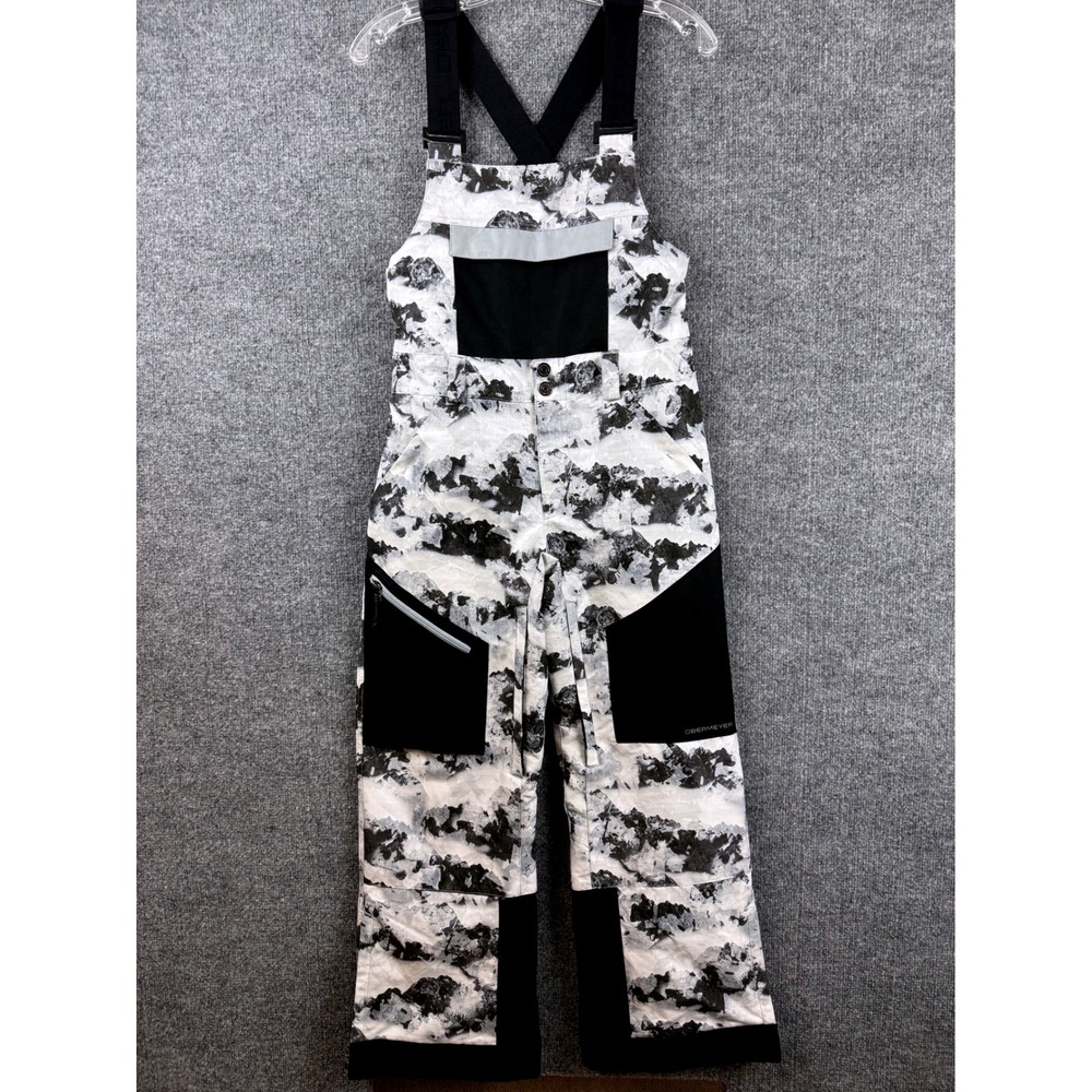 Obermeyer Kids Large 14-16 Connor Bib Snow Pants Black White Ski Overalls $180